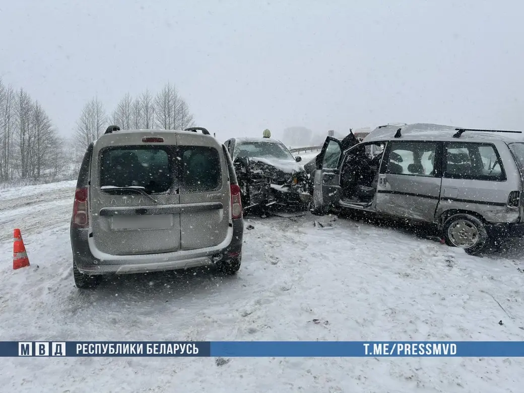 ДТП в Чаусском районе Могилевской области, 27.11.2023 г. Фото МВД РБ.