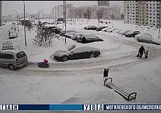 Могилевчанин прокатил своего ребенка на тюбинге, привязанном к автомобилю, и был наказан (видео)