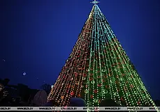 В Минске зажгли новогодние огни на главной елке страны. Фотофакт