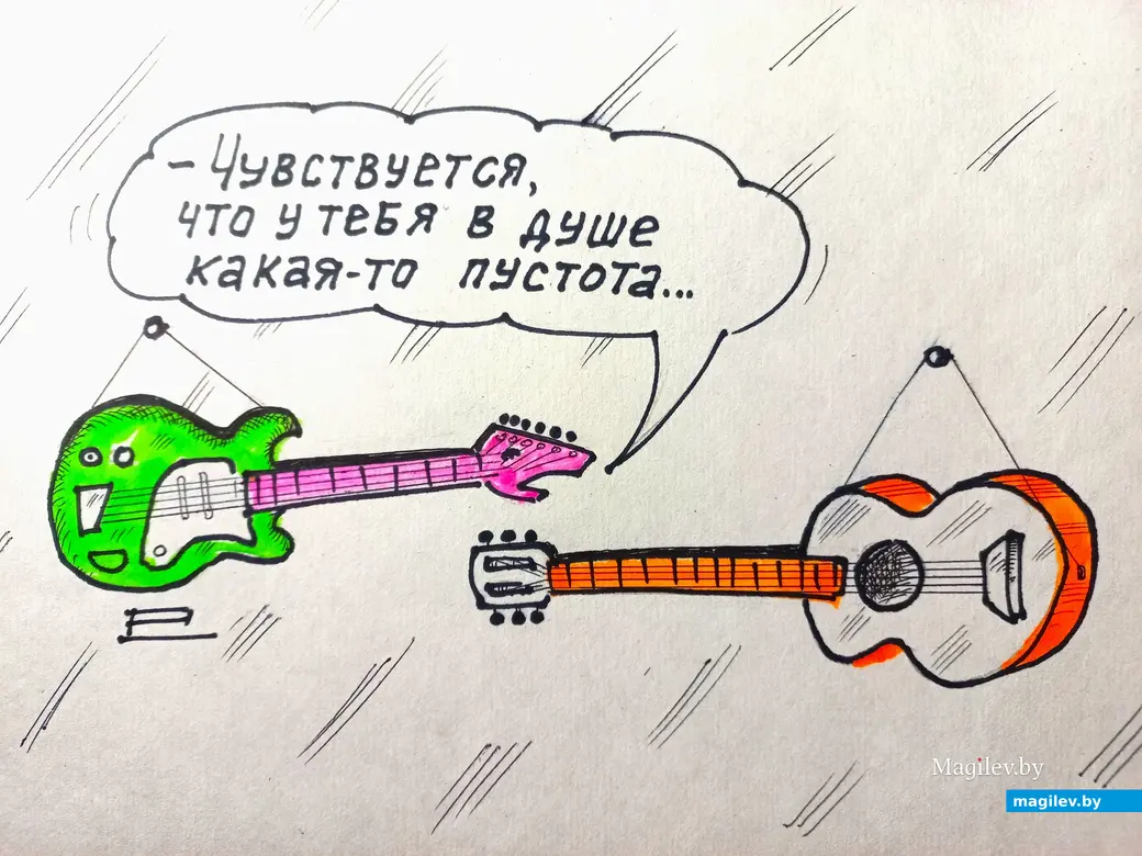 Из жизни музыкальных инструментов. Рисунок Евгения Буловы.