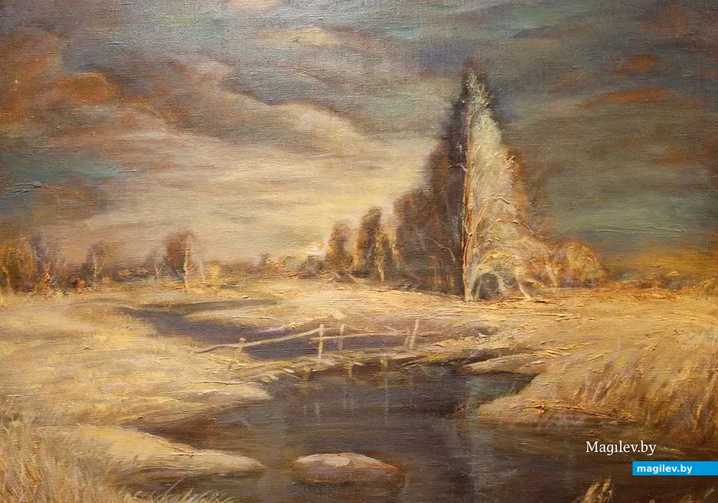 Картина «Мостик» Валерия Юркова. Выставочный проект «Сюита Подниколья» Валерия Юркова. Могилев. Выставочный зал. 3 мая 2023 года.