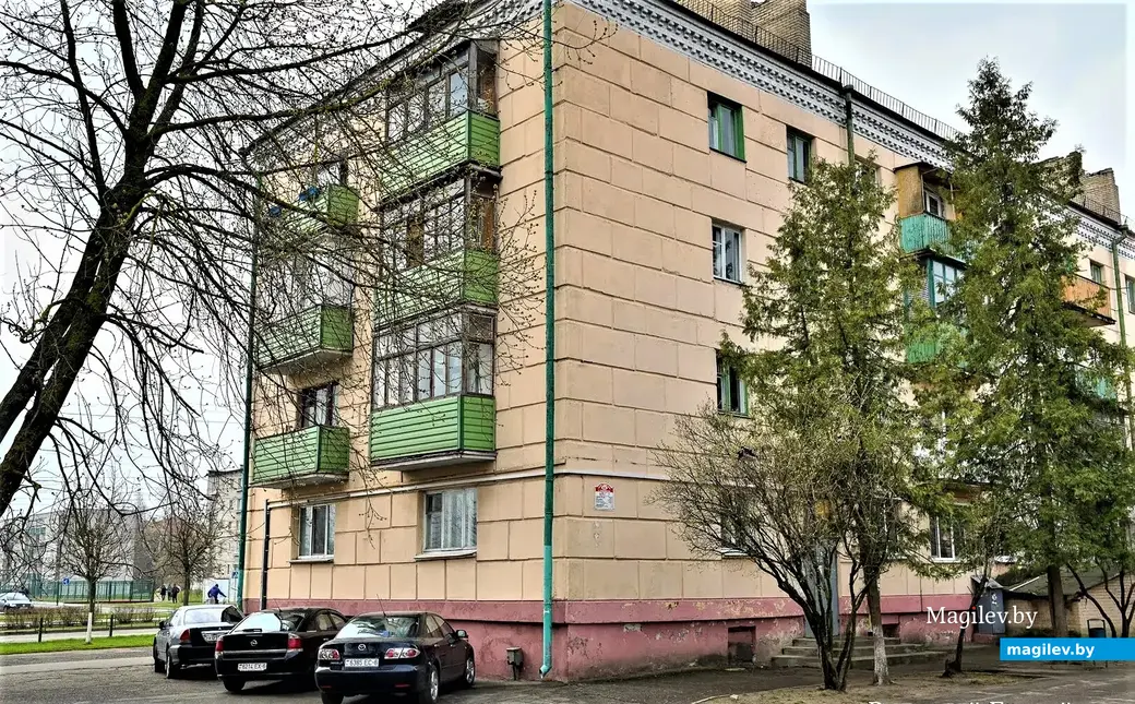 Дом №64 по улице Интернациональной, где на балкон (справа, между деревьями) ко мне в 1963 году залетела небезызвестная вам ворона. Бобруйск, 2021 г. Фото Александра