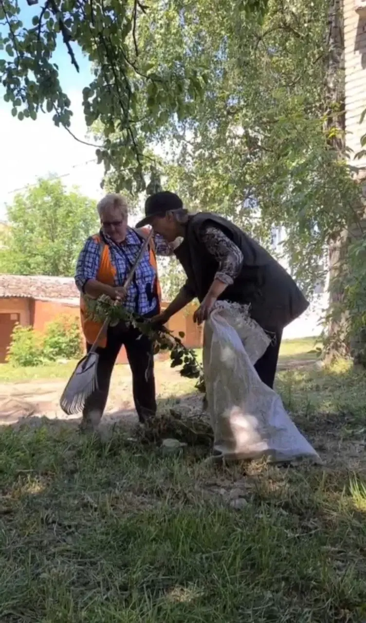 Вчера, 14 июня, после появления ролика в пабликах, двор начали убирать. Скриншот видео.
