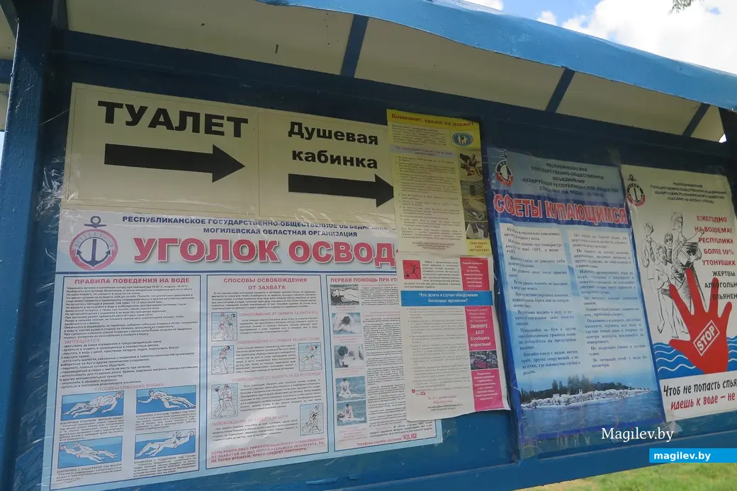9.07.2023 г. Могилев, городской пляж. О том, что нельзя купаться, на стенде информации нет.