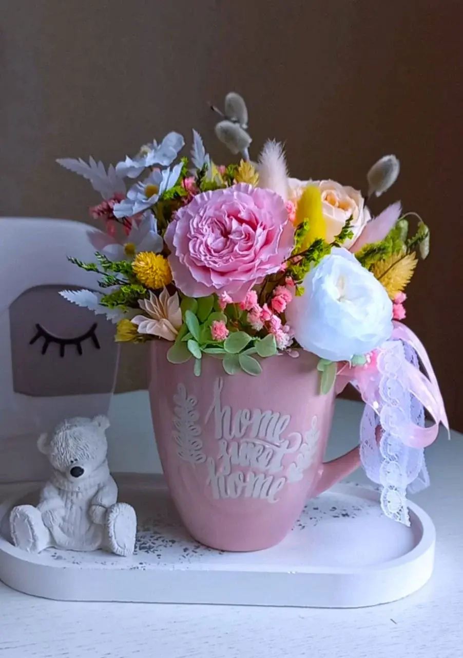 Букеты из стабилизированных цветов и сухоцветов, созданные Натальей Кусковой.