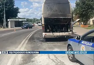 В Гродно горел туристический автобус