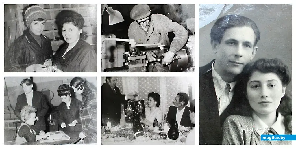 Справа свадебное фото дедушки Иосифа Фортунатовича Долженкова и бабушки Софьи Семеновны. Остальные фото – они же на работе (ЗИВ) с коллегами. Фото по центру внизу –