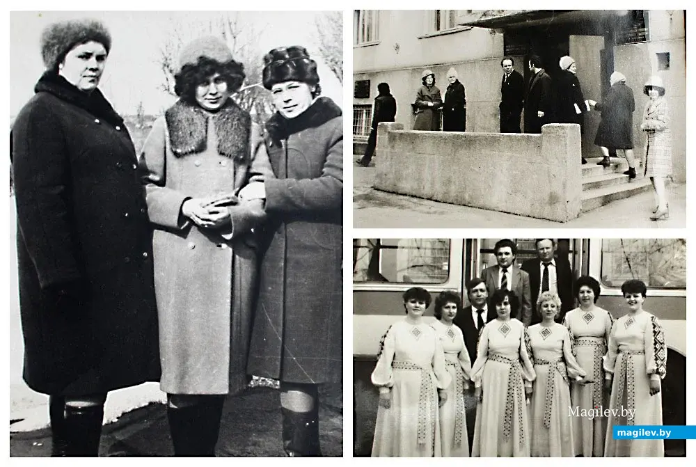 Мама Аллы Шилкиной-Великановой Галина Иосифовна на работе на ЗИВе: с коллегами, у входа в заводоуправление, перед выступлением в составе самодеятельного коллектива.