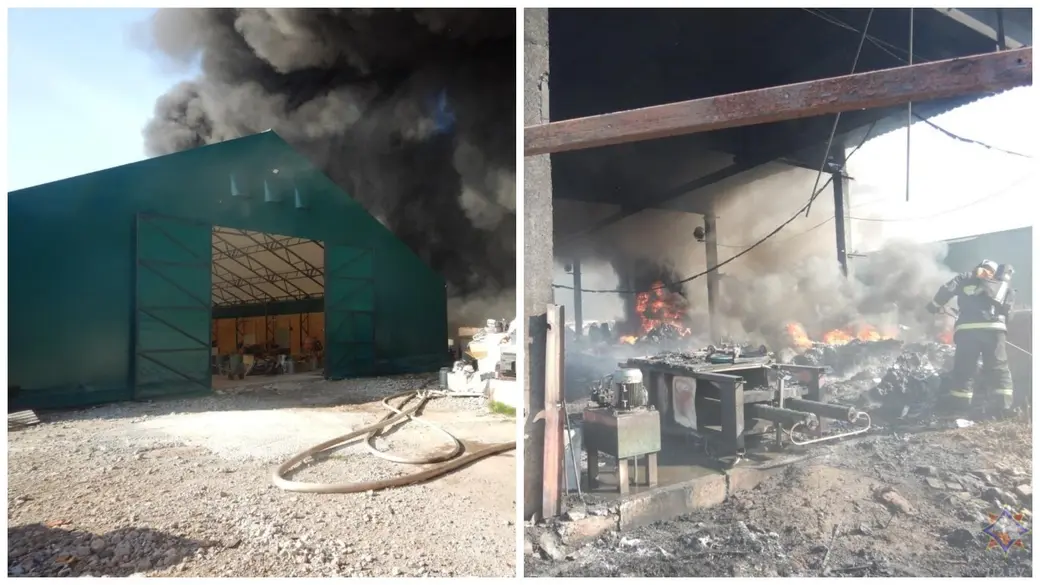 Пожар на территории ОАО «Бел ВТИ» по переулку Гаражному. Могилев, 10.08.2023 г. Фото: горотдел МЧС.