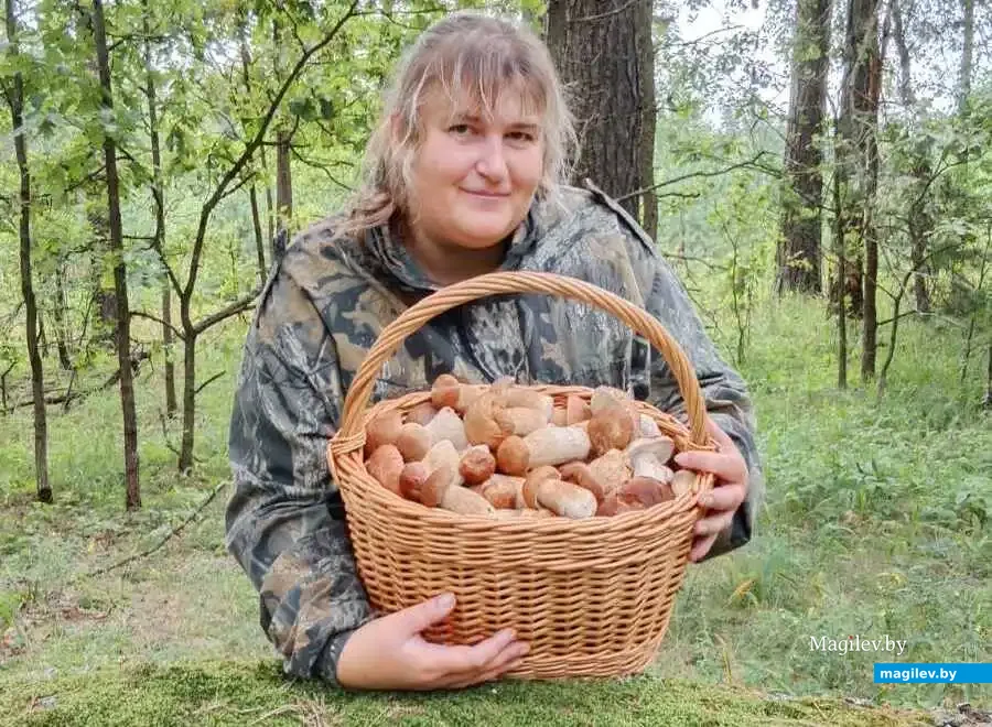 Мария Никитко с грибными трофеями.