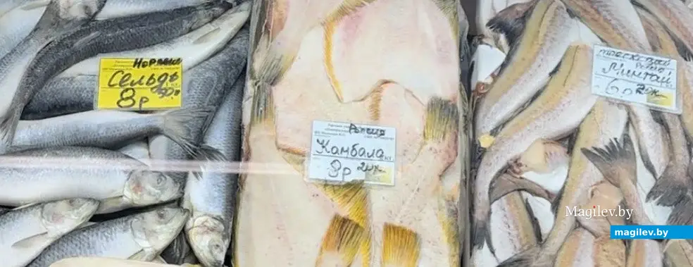 Рыбное «ассорти». Могилев, рыбный павильон на Центральном рынке, август 2023 года.