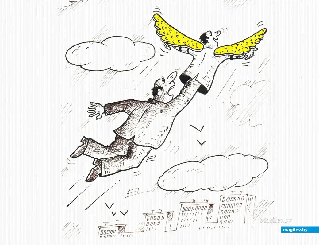 Чудо театрального творчества: ну, полетели! Рисунок Евгения Буловы.