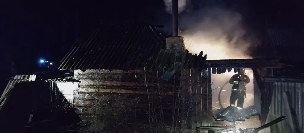 Пожар в деревне Ступени Бобруйского района. Фото: Могилевское областное управление МЧС Беларуси.