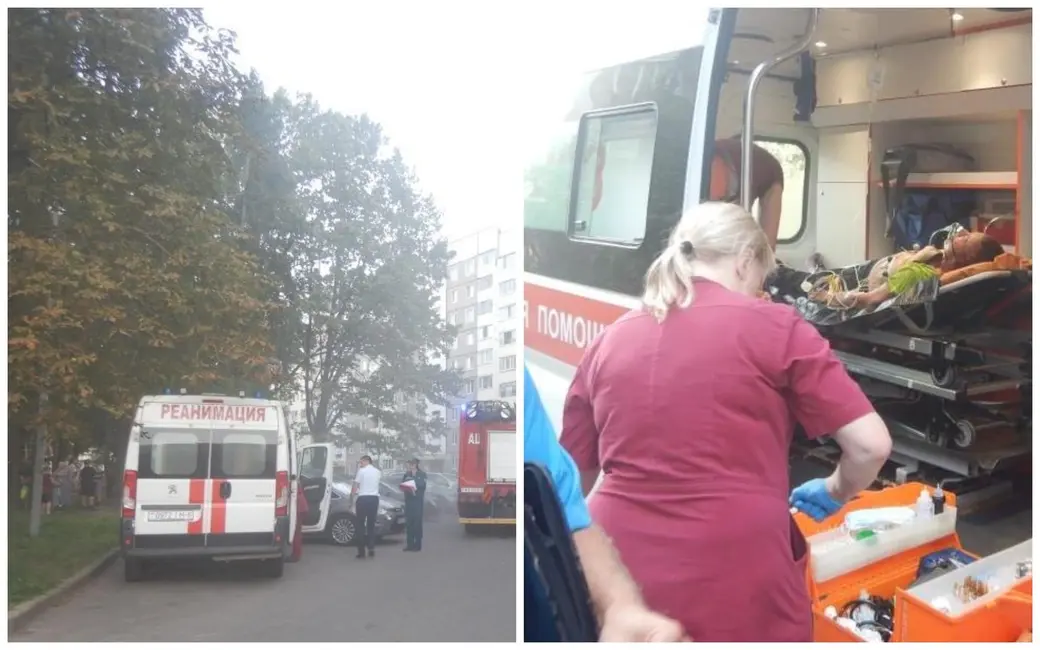 19.08.2024 г. Могилев, пожар на ул. Каштановой. Пострадавшая госпитализирована с отравлением продуктами горения. Фото: Могилевское областное УМЧС