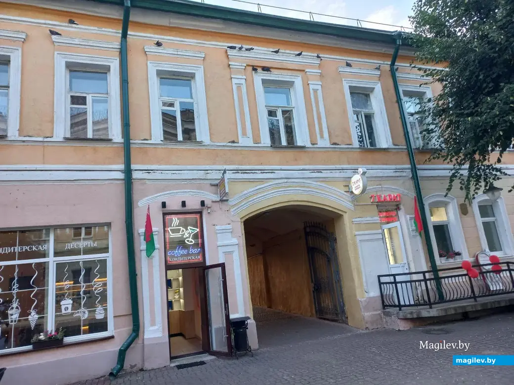 Август 2024 года, Могилев, ул. Ленинская, в нескольких сотнях метров от бывшего Герцева дома. Здесь голуби предпочитают ночевать над фасадными окнами. Уже на протяжении