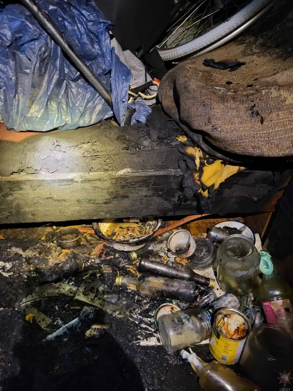 9 января 2024 г. Могилев, Днепровский бульвар. Последствия пожара.