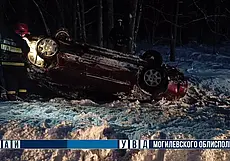 В Могилевском районе опрокинулся автомобиль. Водитель в больнице