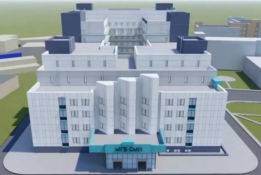 Новый корпус Могилевской горбольницы СМП. Скриншот видео с телеграм-канала Валерия Малашко.