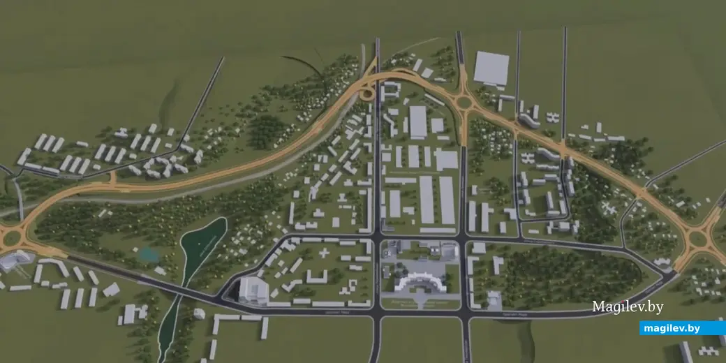 Макет размещения внутригородской кольцевой магистрали в Могилеве.