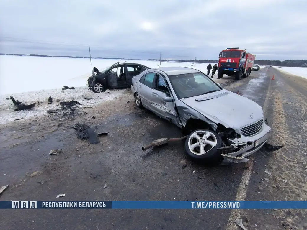 21.01.2024 г. ДТП на автодороге «Солигорск – 4-ое рудоуправление». Фото: ТГ-канал «МВД Беларуси».