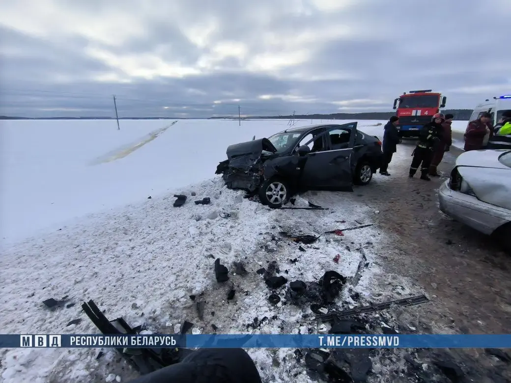 21.01.2024 г. ДТП на автодороге «Солигорск – 4-ое рудоуправление». Фото: ТГ-канал «МВД Беларуси».