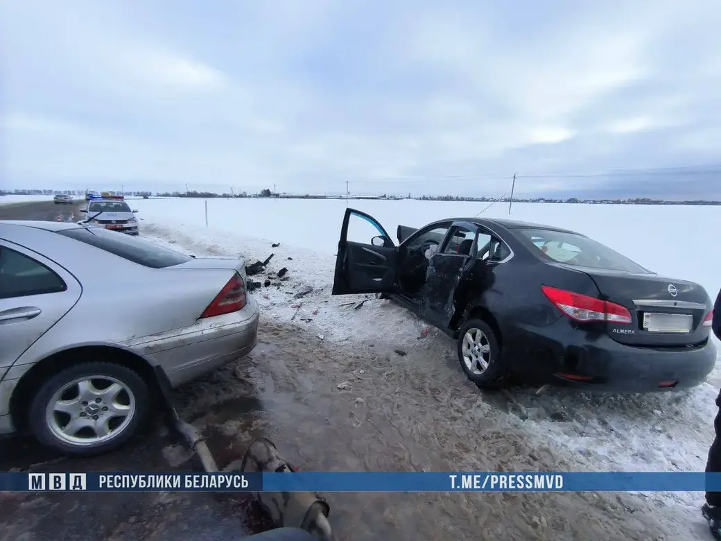 21.01.2024 г. ДТП на автодороге «Солигорск – 4-ое рудоуправление». Фото: ТГ-канал «МВД Беларуси».