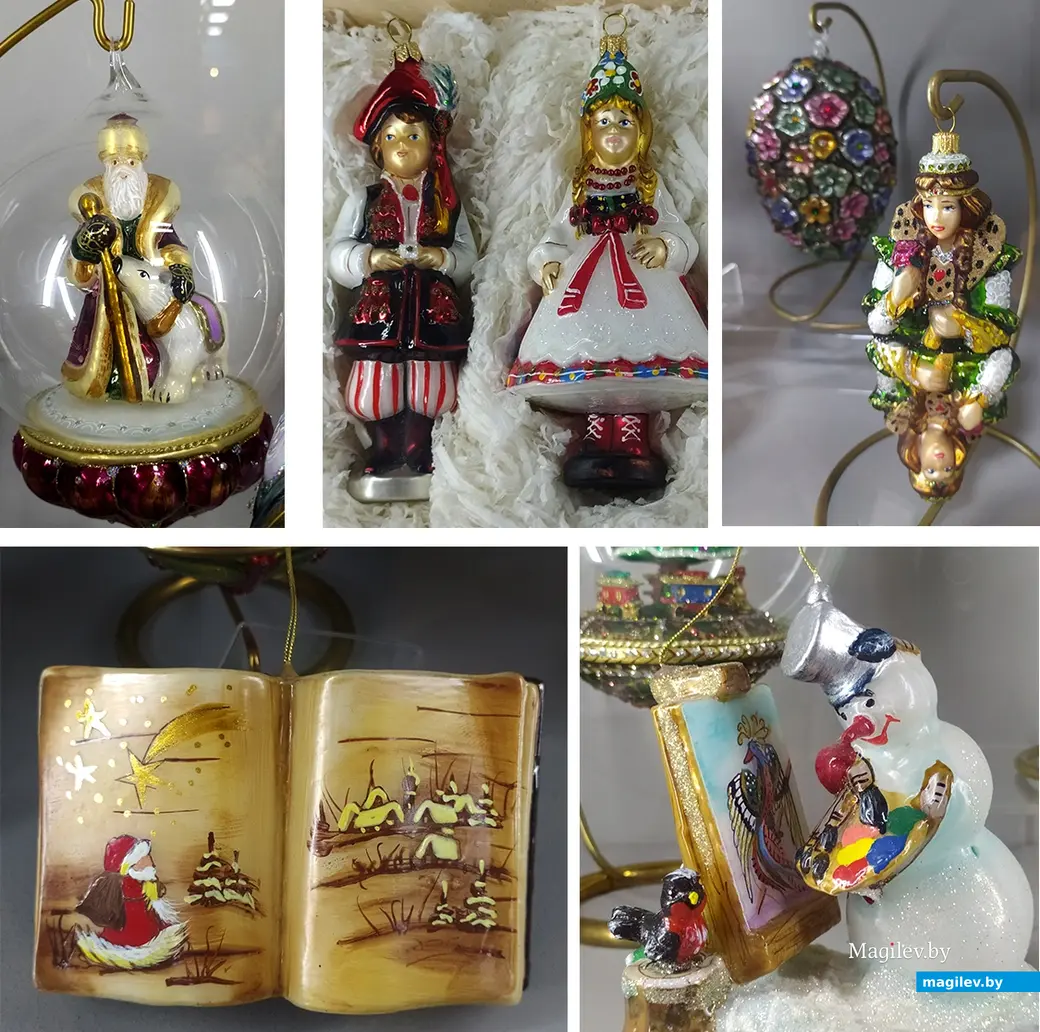 Январь 2024 года. Минск, ул. Карла Маркса, 12. Польские стеклянные елочные игрушки ручной работы KOMOZJA. Выставка в Национальном историческом музее Беларуси.