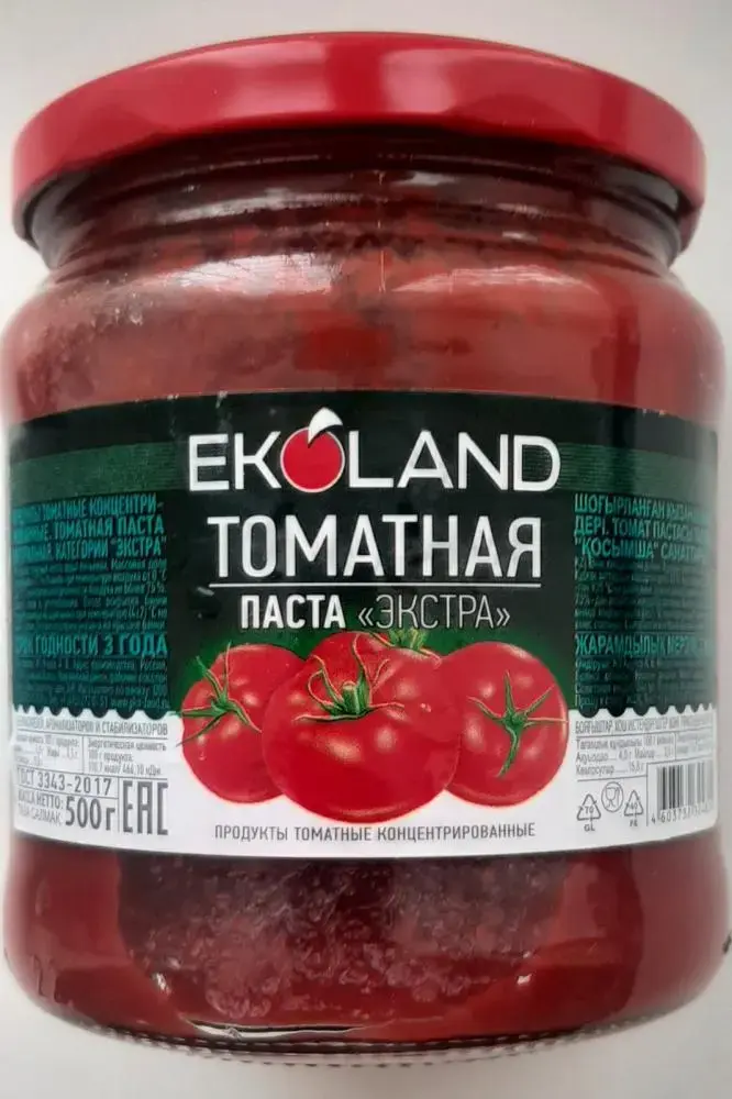 Томатная паста категории «Экстра» с маркировкой «Ekoland», запрещенная Госстандартом в Беларуси. Фото сайта Госстандарта.