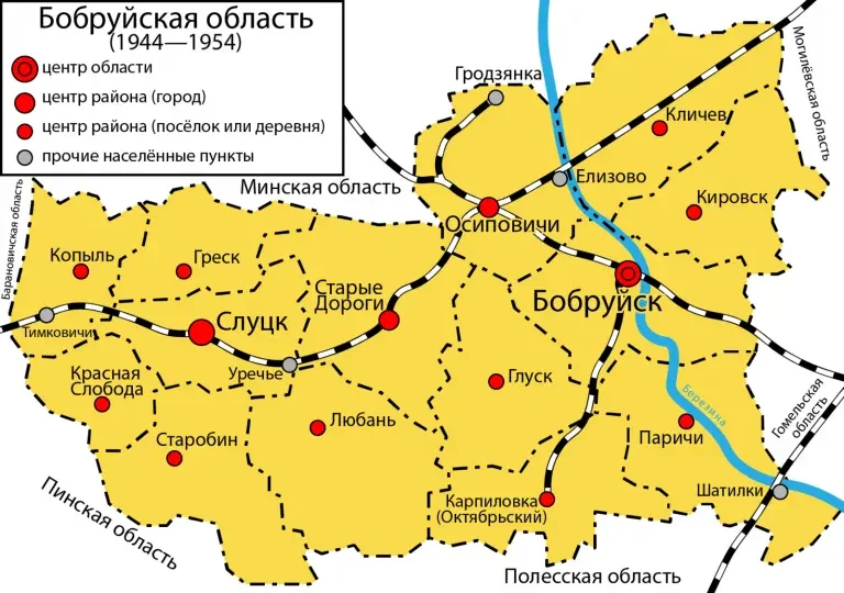 Карта Бобруйской области. Источник: