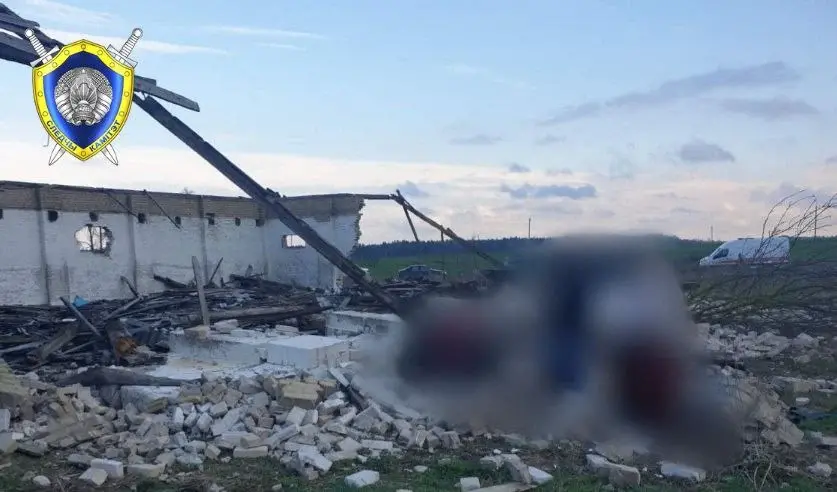 6 апреля 2024 года. В деревне Хоромцы Октябрьского района Гомельской области кирпичная стена обрушилась на 15-летнего подростка, он погиб. Фото: СК.