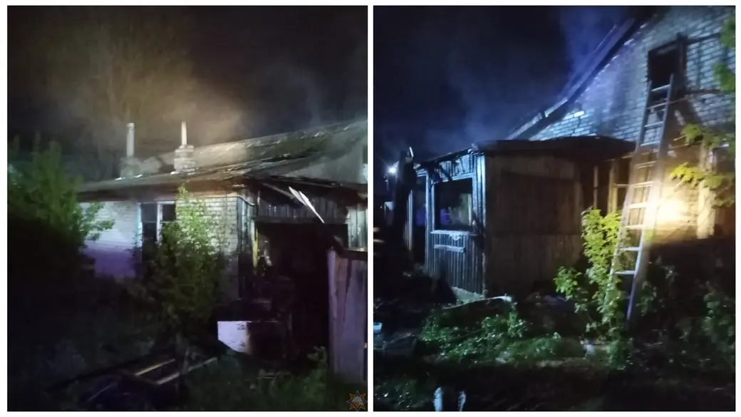 26.04.2024 г. Быхов, пожар на улице Щорса. Фото: Могилевское областное УМЧС