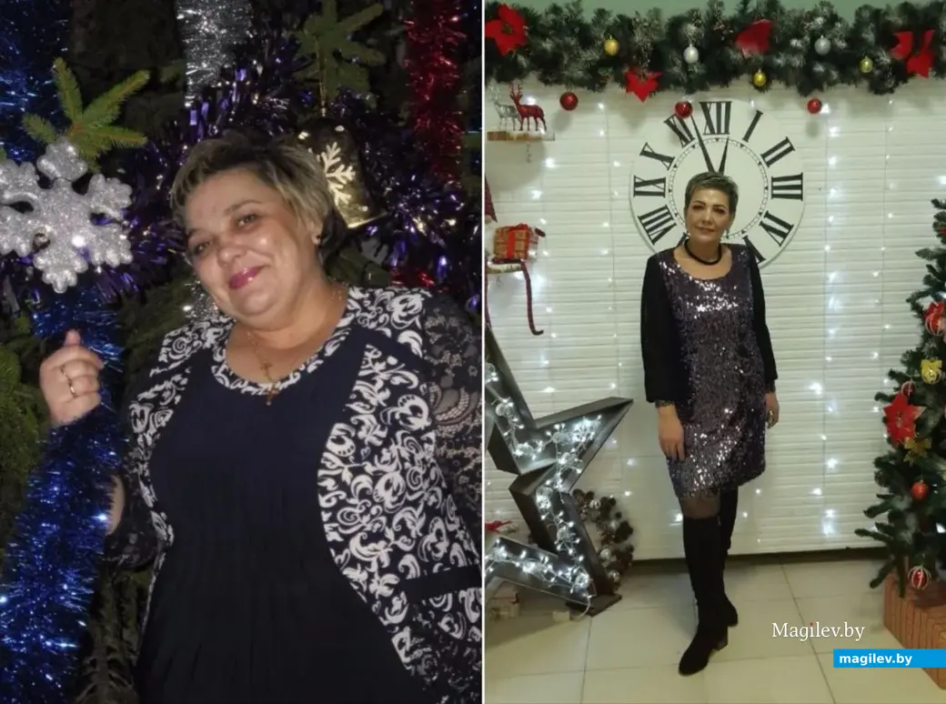 Елена Васильева до и после похудения. На корпоративах с разницей в год.