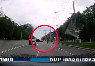 В Могилеве сбили мотоциклиста. Видео