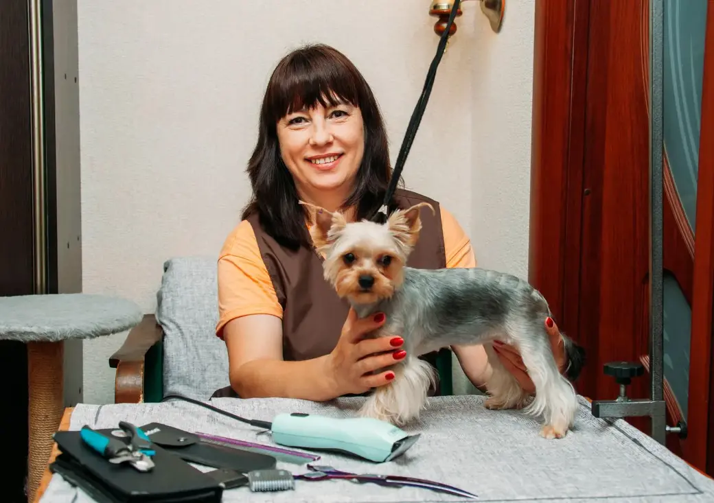 Бобруйск, 2024 год. Грумер Ирина Белых со своими клиентами. Фото: Сергей Гребеневич.