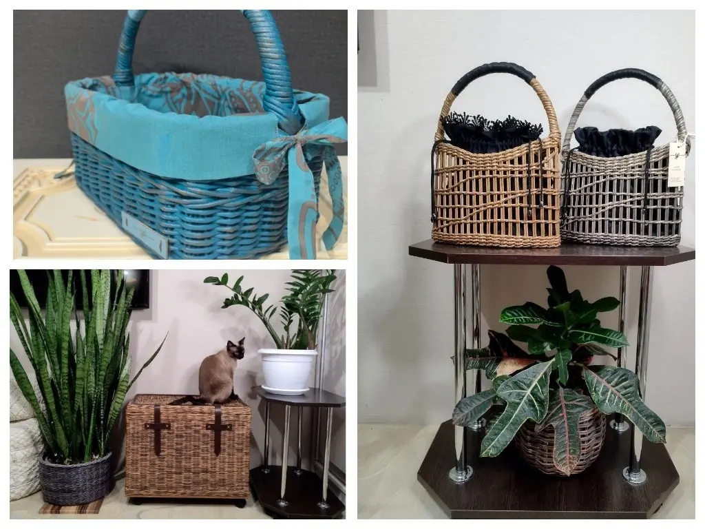 Работы из бумажной лозы, сделанные Светланой Савицкой.