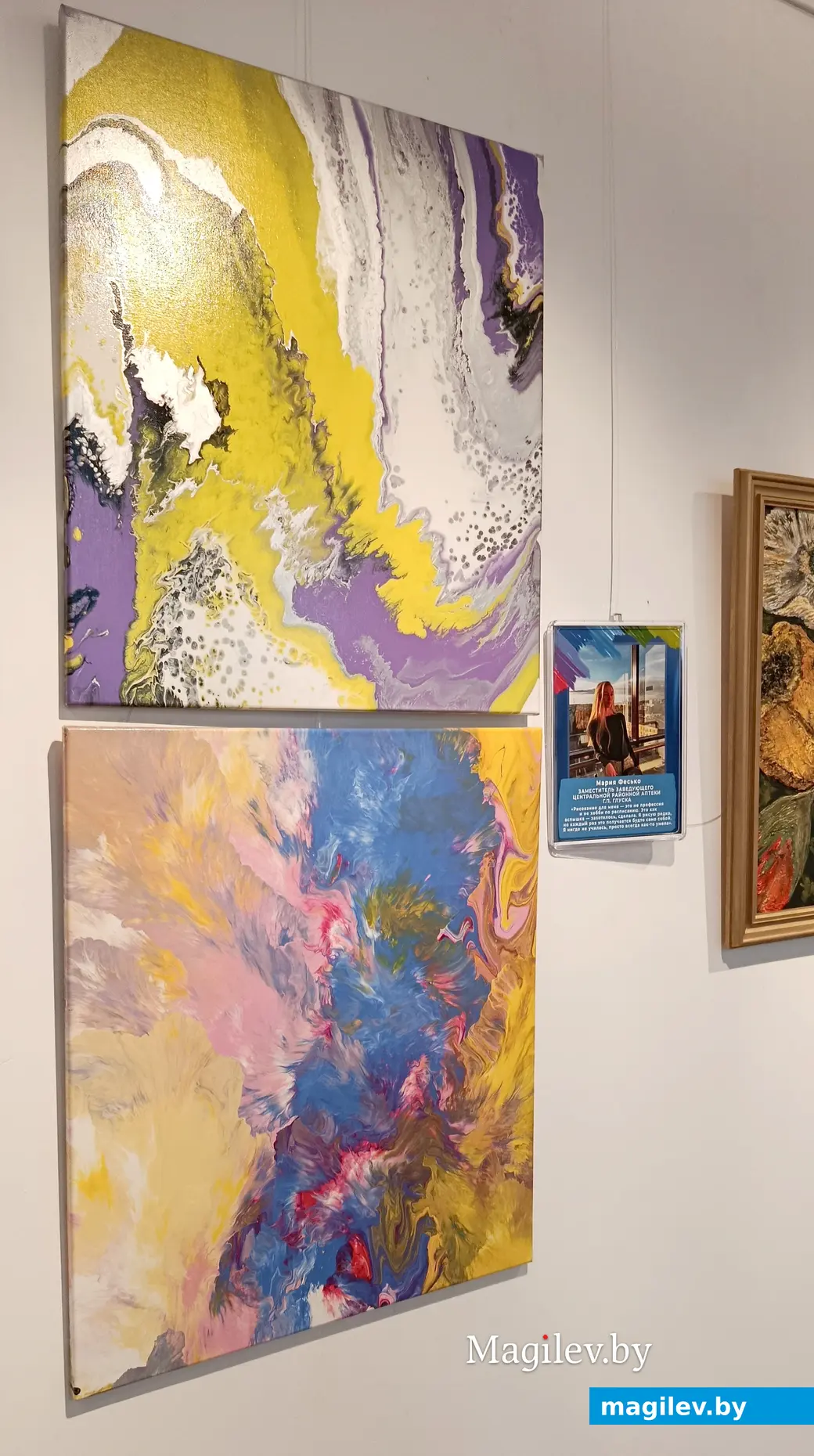 16.05.2025 г. На выставке «Арт-шок» в Глусском краеведческом музее. Работы Марии Фесько.