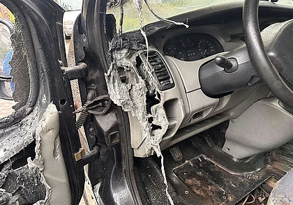 В Могилеве на улице Королева горел автомобиль. Люди не пострадали