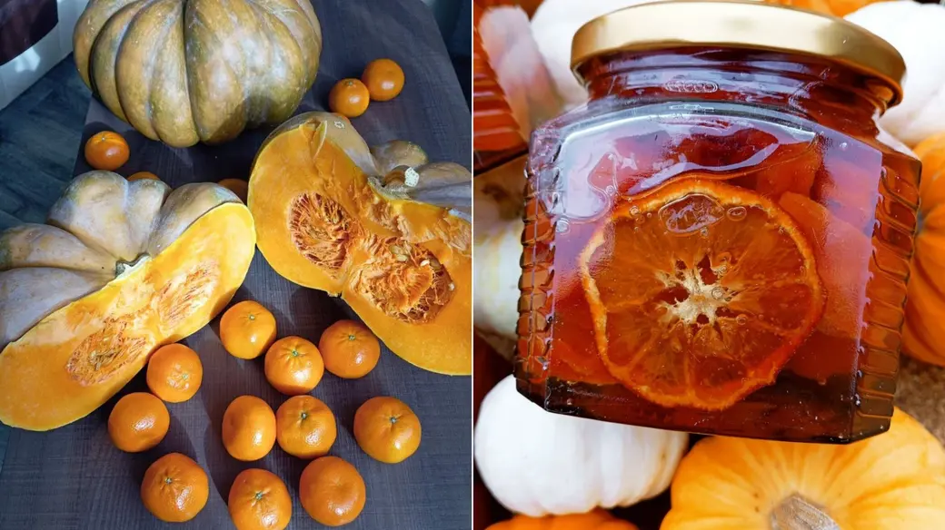 Продукция Евгения Лукьянова. Кировск, 2024 г. Тыква мускатная и мандарин вяленый в меду.