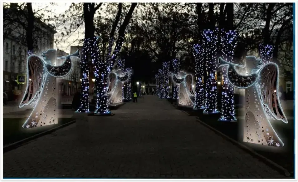 Макет новогоднего убранства Комсомольского сквера.