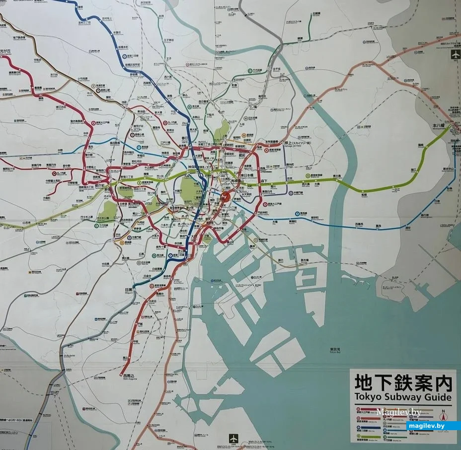 Сентябрь 2024 года. Япония, Токио. Схема метро.