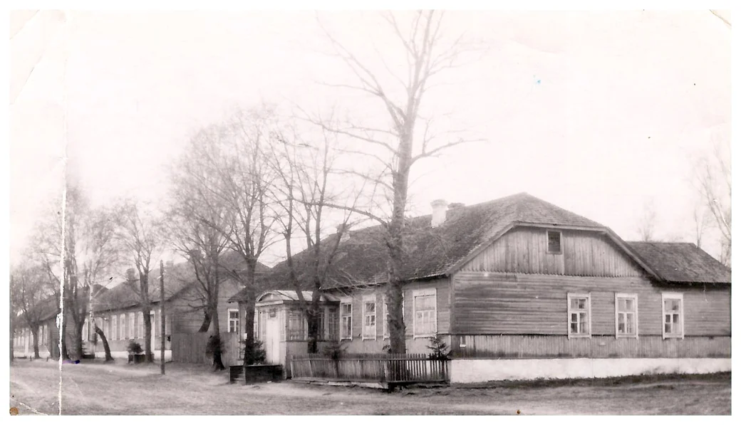 1960-е. Глуск. Каждый из деревянных домиков - это одно из отделений больницы.