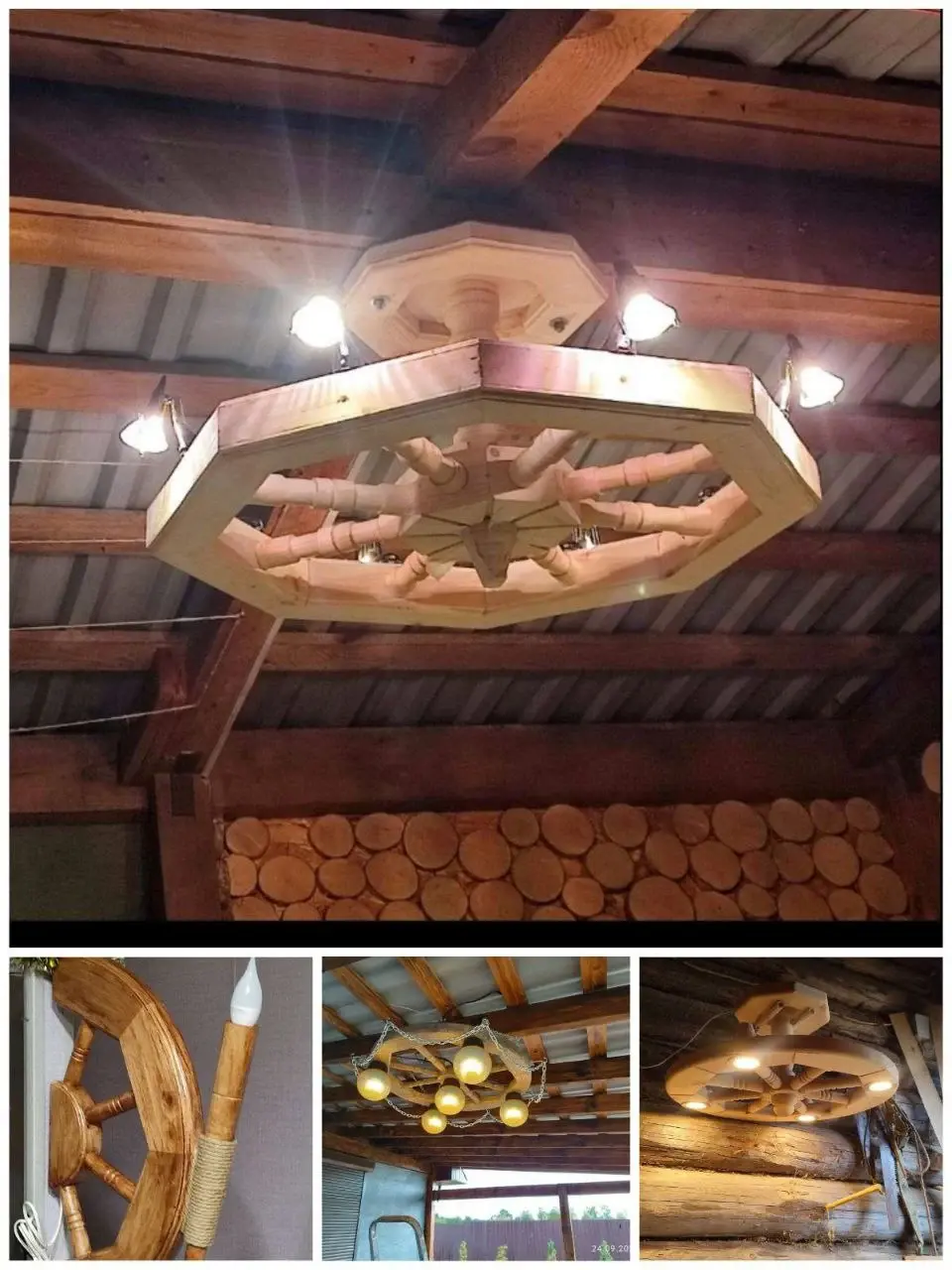 Деревянные люстры, сделанные Иваном Николаевичем Глинковым. Фото из семейного архива.