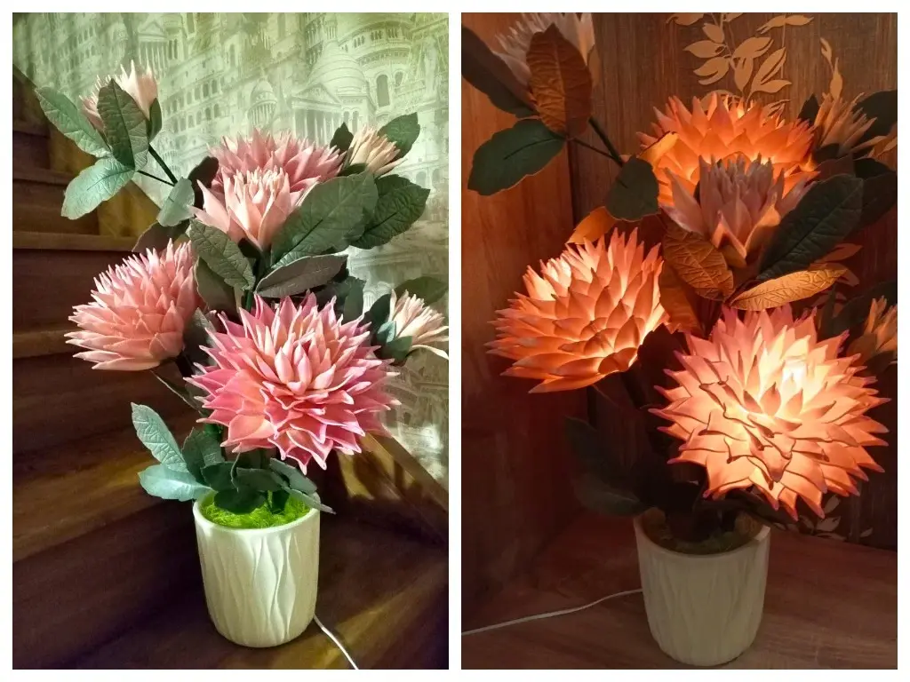 Торшер, созданный Ириной Глинковой (с подсветкой и без).