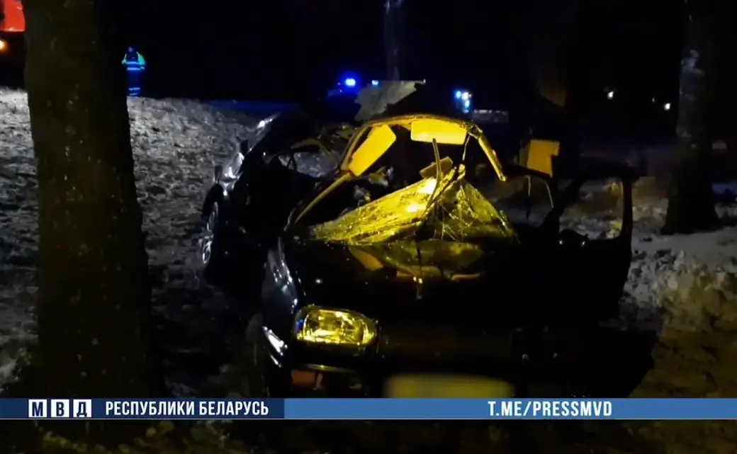 14 декабря 2024 года. Смертельное ДТП на 140-м километре автодороги Р-15, соединяющей Оршу и Горки. Кадр видео МВД.