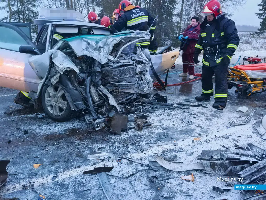15.01.2025 г. ДТП в Чаусском районе. Фото: Могилевское областное УМЧС