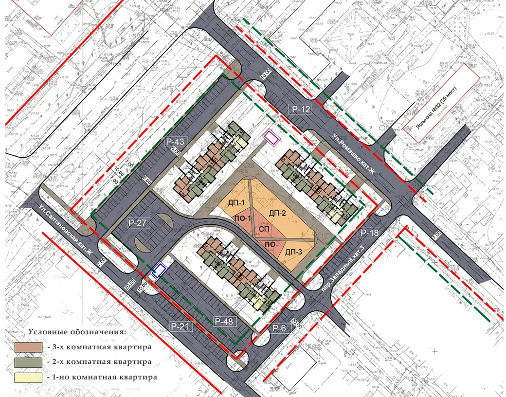Квартал жилой застройки по улице Челюскинцев в Могилеве. Схема.