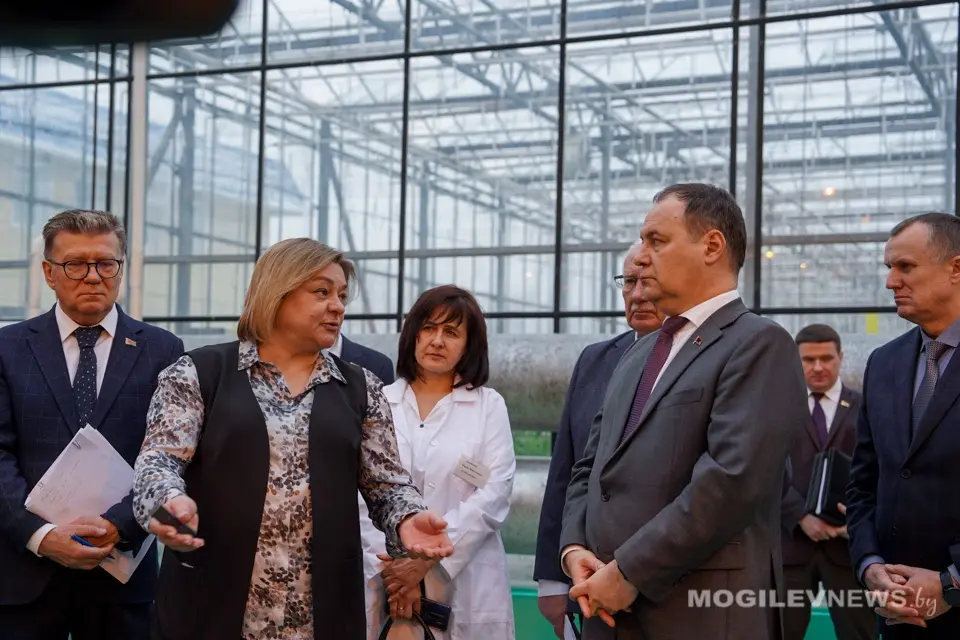 14 февраля 2025 года. Премьер-министр Беларуси посетил тепличный комбинат ОАО «Рассвет» имени К.П. Орловского». Фото: mogilevnews.by.