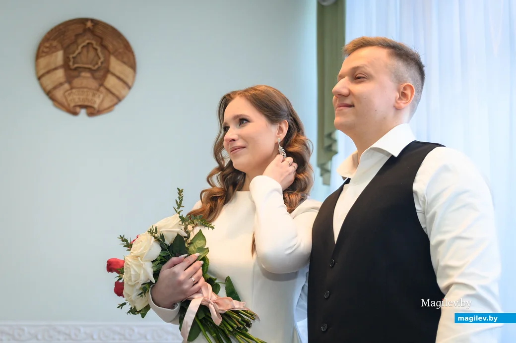 25.02.2025. Отдел ЗАГС Бобруйского горисполкома. Арина и Никита Науменко. Фото: Александр ЧУГУЕВ.