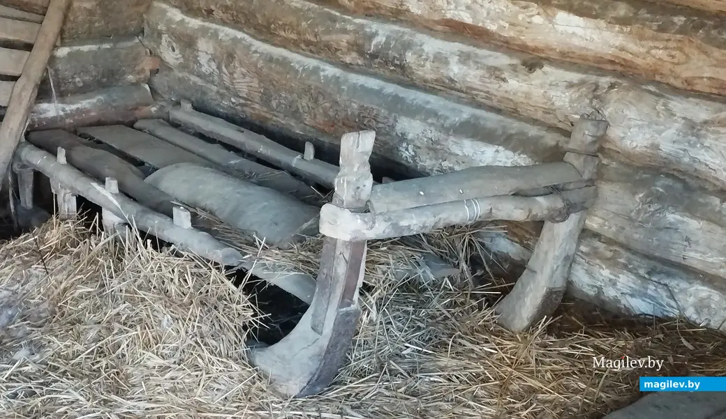 2025 год. Глусский район, деревня Замосточье. Сани на вечной парковке.