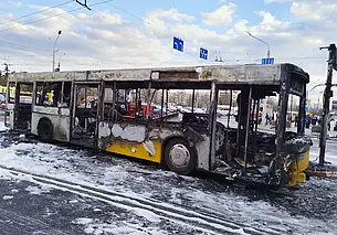 В Минске во время движения загорелся городской автобус